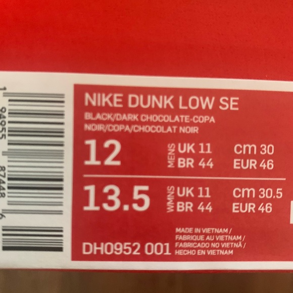 DH0952 001 Nike Dunk Low SE Free.99 Pack Black Dark Chocolate Copa Pink Foam - Picture 9 of 9